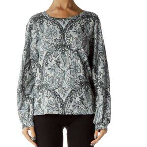 LOFT Brown Gray Paisley Long Sleeve Top